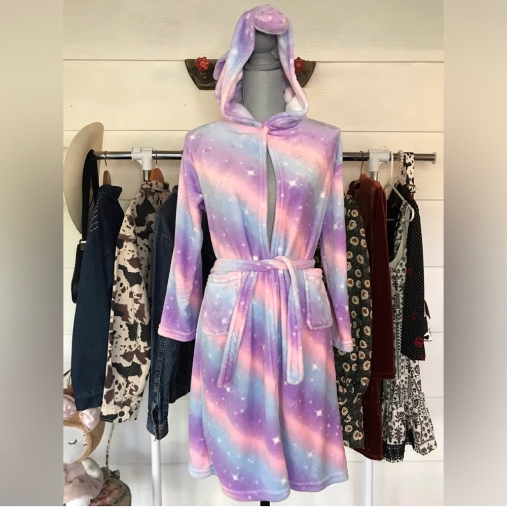 Unicorn themed hooded robe youth size 12 years to 13 years old